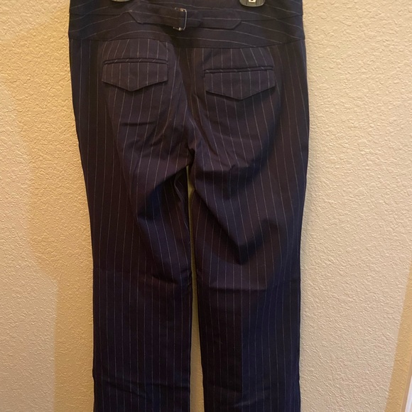 Navy pinstripe wide leg “editor” trousers - Picture 2 of 5
